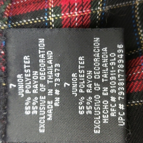 No Boundaries Y2K Wrap Mini Skirt Skort Plaid Red & Black 7Jr EUC - Picture 6 of 11
